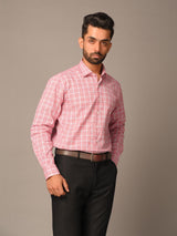 Pink Plaid Checks Cotton Shirt - Tistabene