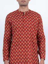 Red Aaftab Printed Kurta