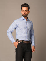 Blue Plaid Checks Cotton Shirt - Tistabene