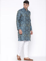 Ikat Printed Designer Silk Kurta