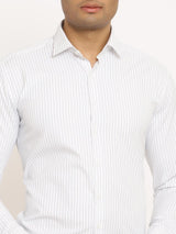 White and Aqua Blue Stripes Shirt