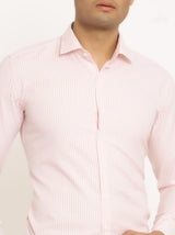 Peach and white wide stripes shirt - Tistabene