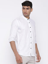 White Cotton Linen Shirt - Tistabene