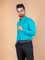 Turquoise Blue Cotton Linen Shirt - Tistabene