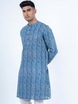 Dark Blue Striped Printed Kurta