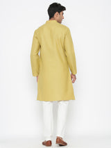 Plain Pineapple Colour Cotton Kurta With Pyjama