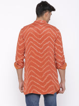 Orange bandhej kurta