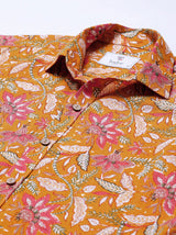 Yellow Floral Printed Cotton Shirt