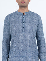 Blue Striped Printed Kurta