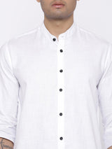 White Cotton Linen Shirt - Tistabene