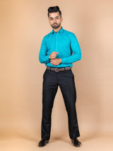 Turquoise Blue Cotton Linen Shirt - Tistabene