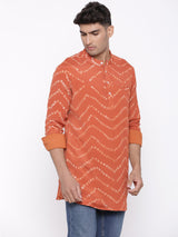 Orange bandhej kurta