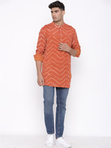 Orange bandhej kurta