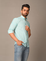 light blue printed shirt