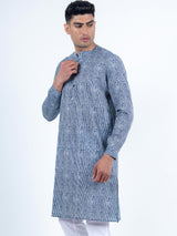 Blue Striped Printed Kurta