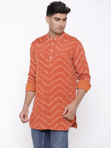 Orange bandhej kurta