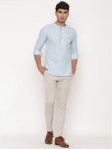 Blue And White Stripe Kurta Shirt - Tistabene