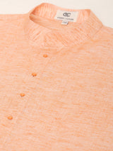 Orange Cotton Linen Kurta With Pyjama Set