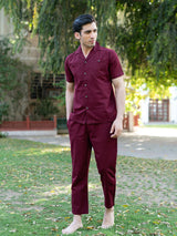 Plain Maroon Linen Co-Ord Set