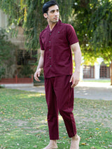 Plain Maroon Linen Co-Ord Set