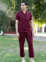 Plain Maroon Linen Co-Ord Set