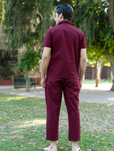 Plain Maroon Linen Co-Ord Set