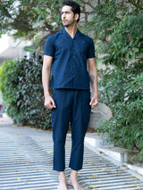 Plain Navy Blue Linen Co-Ords Set