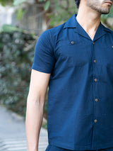 Plain Navy Blue Linen Co-Ords Set