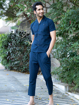 Plain Navy Blue Linen Co-Ords Set