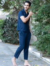 Plain Navy Blue Linen Co-Ords Set