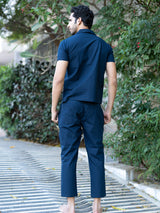 Plain Navy Blue Linen Co-Ords Set