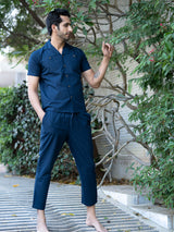 Plain Navy Blue Linen Co-Ords Set