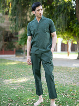 Solid Dark Green Linen Co-Ord Set