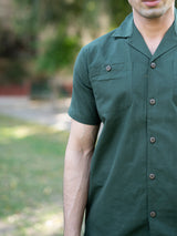 Solid Dark Green Linen Co-Ord Set