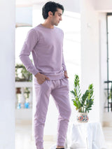 Solid Lilac Sweatshirt Pattern with Shorts Co-Ord Set - Tistabene