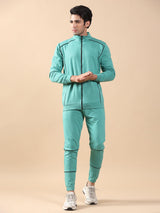 Solid Sea Green Zipper Pattern Co-ords Set - Tistabene