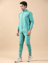 Solid Sea Green Zipper Pattern Co-ords Set - Tistabene