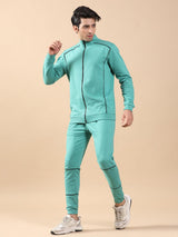 Solid Sea Green Zipper Pattern Co-ords Set - Tistabene