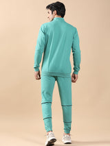 Solid Sea Green Zipper Pattern Co-ords Set - Tistabene