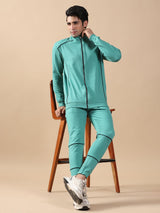 Solid Sea Green Zipper Pattern Co-ords Set - Tistabene