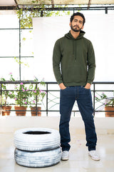 Olive Green Solid Hoodie