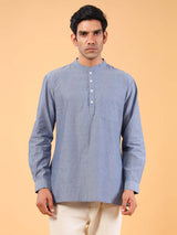 Purple Cotton Dobby Short Kurta