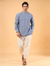 Purple Cotton Dobby Short Kurta