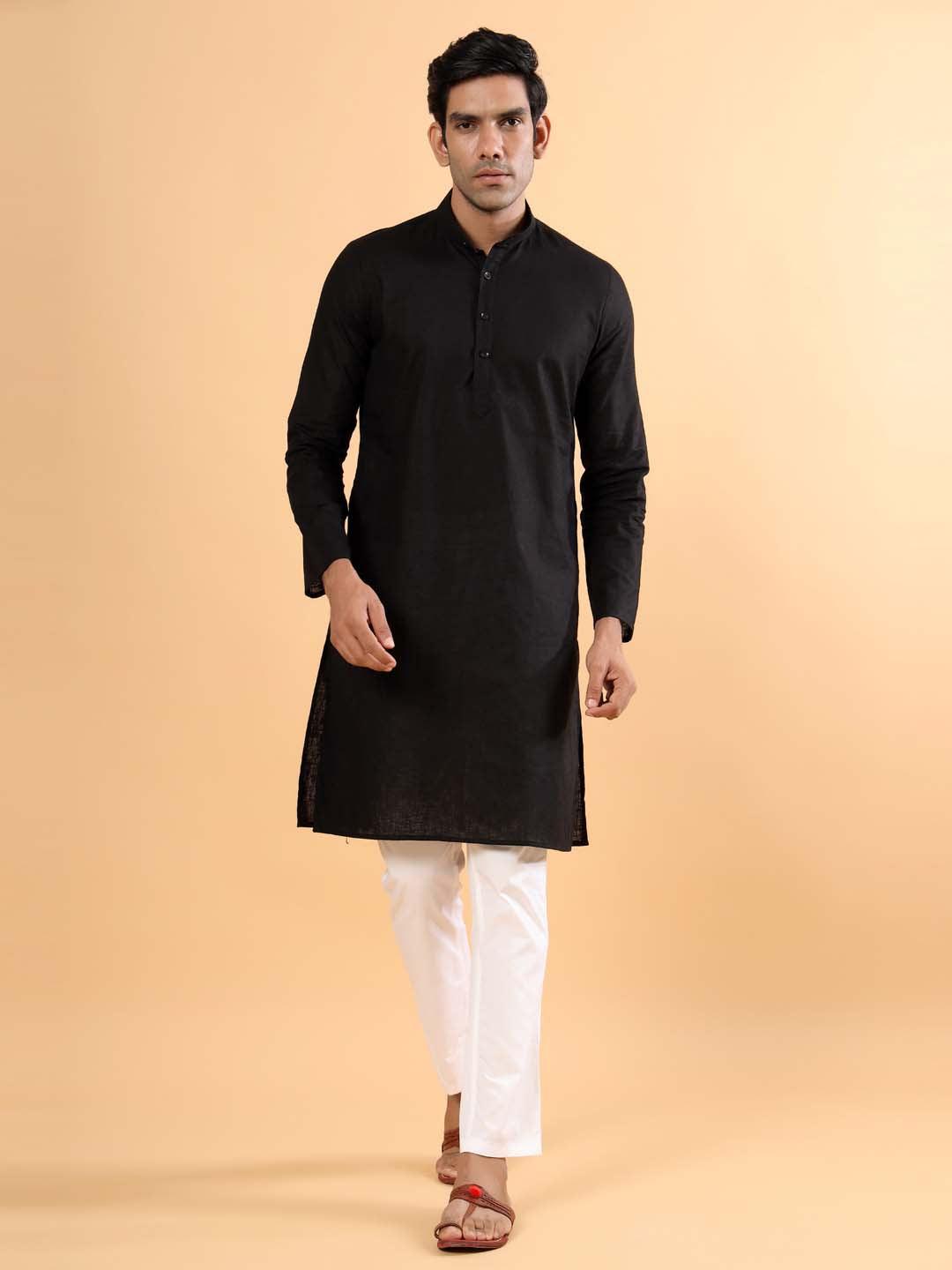 Buy Black Linen Kurta Online | Tistabene - Tistabene