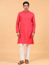 Magenta Linen Kurta - Tistabene