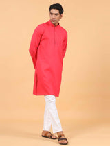 Magenta Linen Kurta - Tistabene