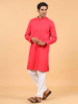 Magenta Linen Kurta - Tistabene