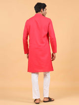 Magenta Linen Kurta - Tistabene