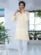 Yellow Stripes Cotton Silk Kurta