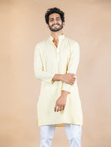 Yellow Stripes Cotton Silk Kurta